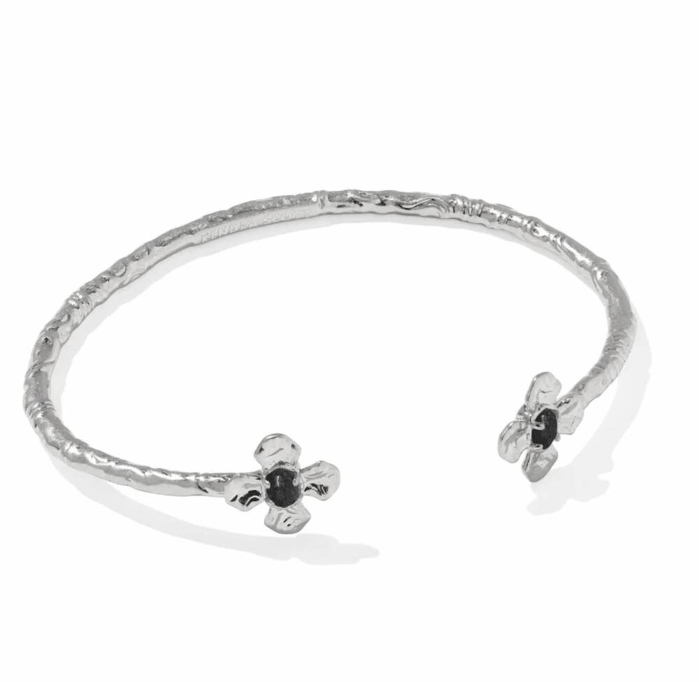 NEW KENDRA SCOTT women's leanne bracelet in silver black granite